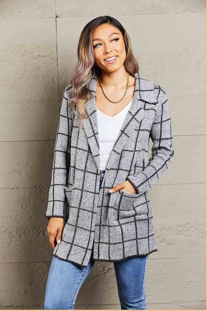 Open Front Lapel Collar Cardigan with Pockets-Minnie's Treasure Boutique