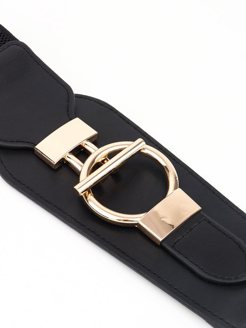 PU Elastic Wide Belt with Alloy Buckle-Minnie's Treasure Boutique