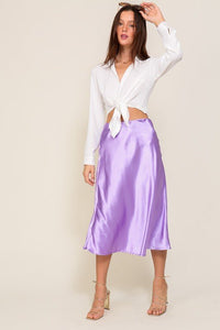 Lanni Satin Midi Flare Skirt
