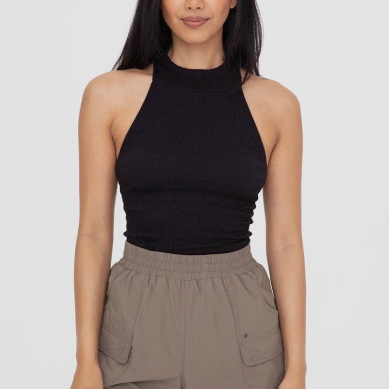 Slimming Halter Crop Top In Black