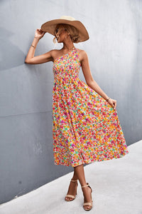 Spring Floral Smocked One-Shoulder Dress-Minnie's Treasure Boutique