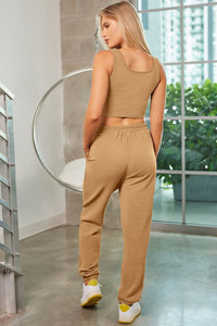 Square Neck Tank, Cover Up and Joggers Active Set