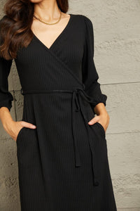 Surplice Flare Ruching Dress