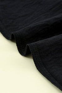 Textured Johnny Collar Three-Quarter Sleeve Blouse-Minnie's Treasure Boutique