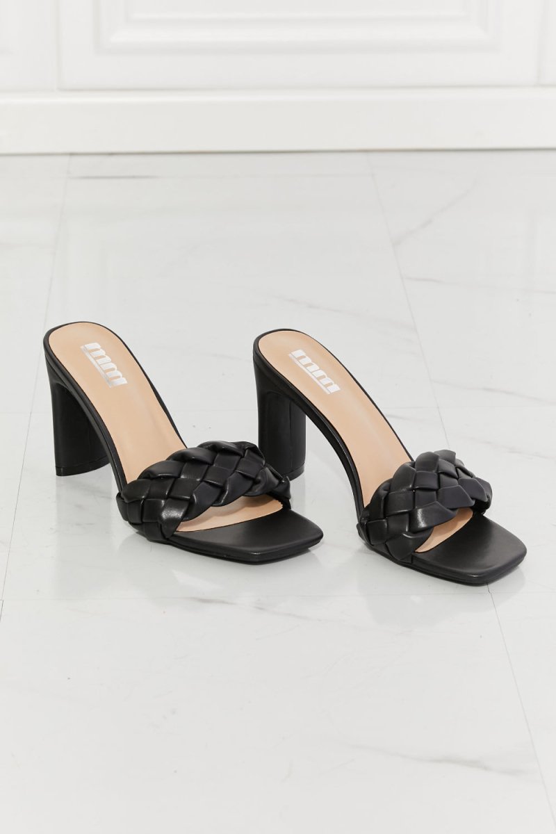 Top of the World Braided Block Heel Sandals in Black-Minnie's Treasure Boutique