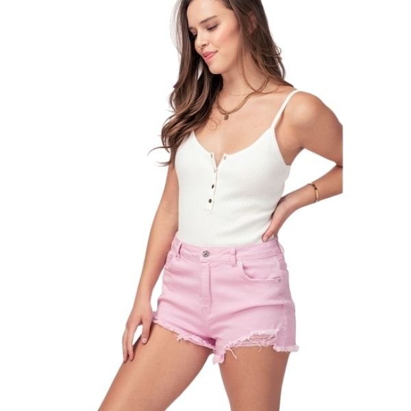White Ribbed Button-Front Sleeveless Bodysuit-Minnie's Treasure Boutique